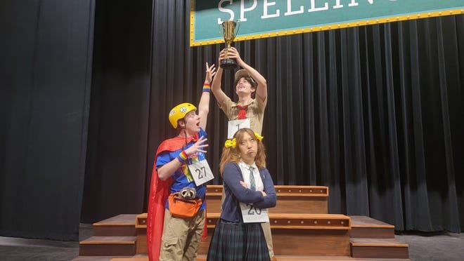 From left: Ethan McCoy as Leaf Coneybear, Josh Mink as Chip Tolentino and Grace Kim as Marcy Park in the OSU Department of Theatre, Film, and Media Arts’ production of "The 25th Annual Putnam County Spelling Bee."