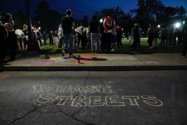 Protestors voluntarily dispersed Wednesday from Ohio State University's South Oval after several hundred gathered to protest the Israel-Hamas war and call on the university to cut ties with businesses linked to Israel