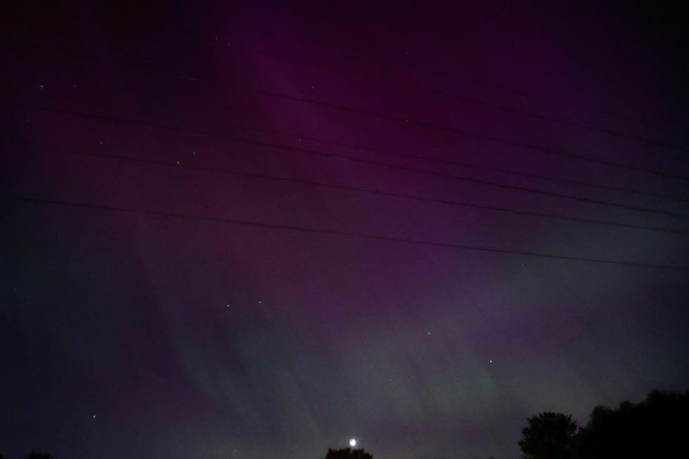 The northern lights, or aurora borealis, as seen from Ypsilanti, Michigan on May 10, 2024.